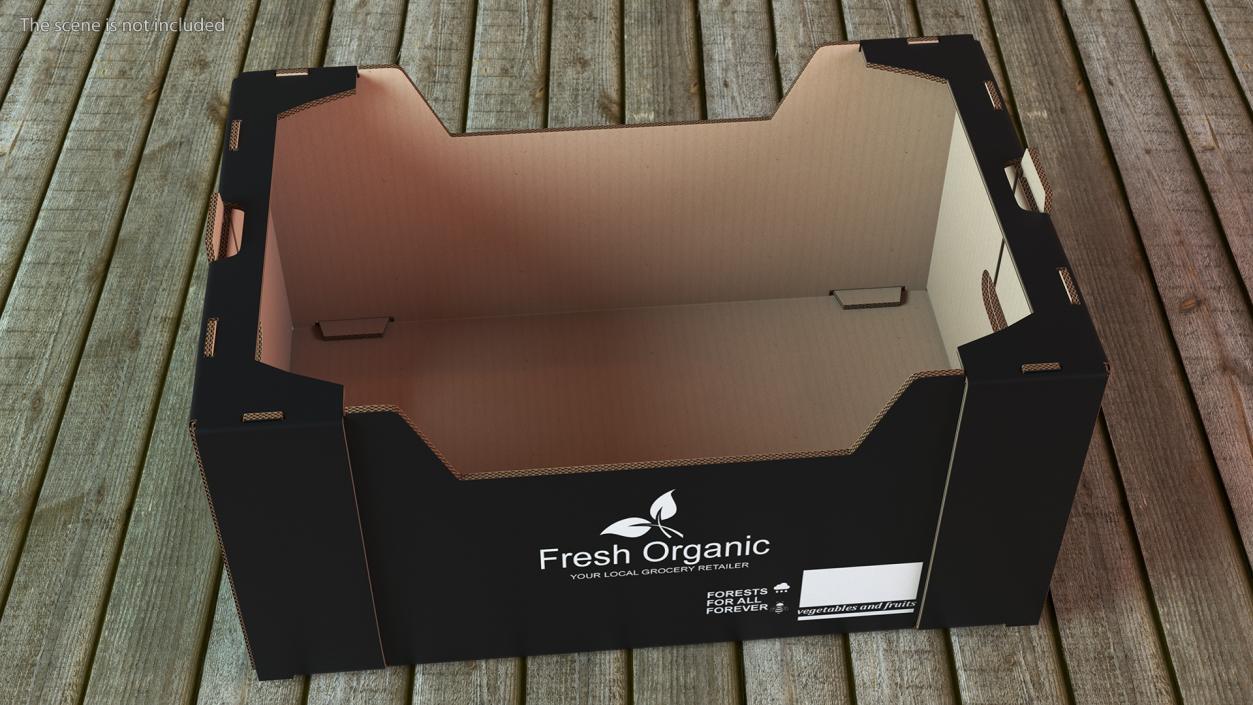 3D model Fruit and Vegetables Packaging Cardboard Tray Box Black