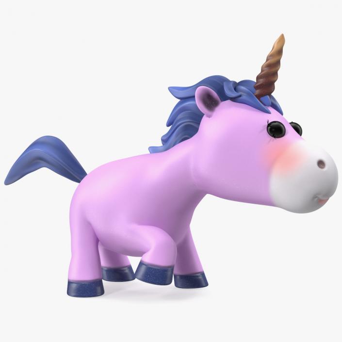 3D Pink Cartoon Unicorn Walking Pose model