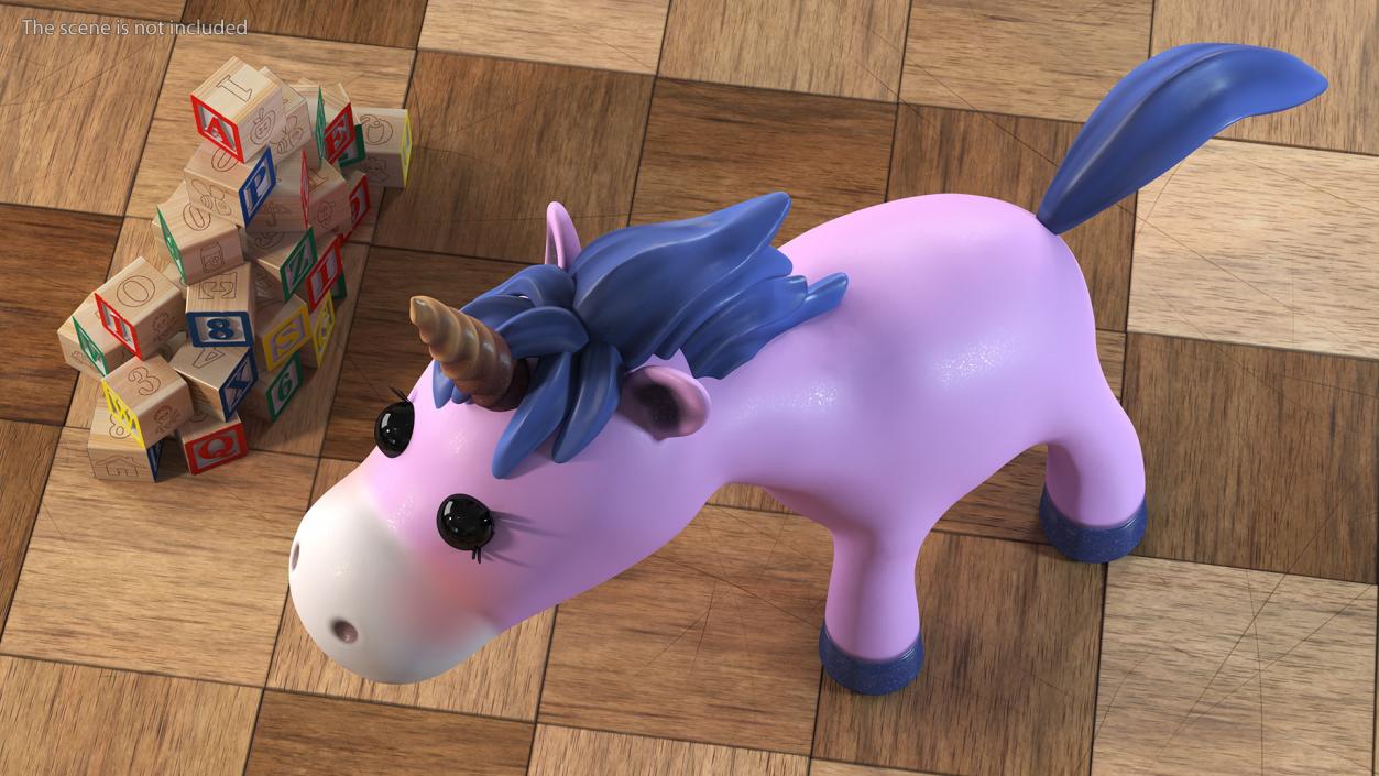 3D Pink Cartoon Unicorn Walking Pose model