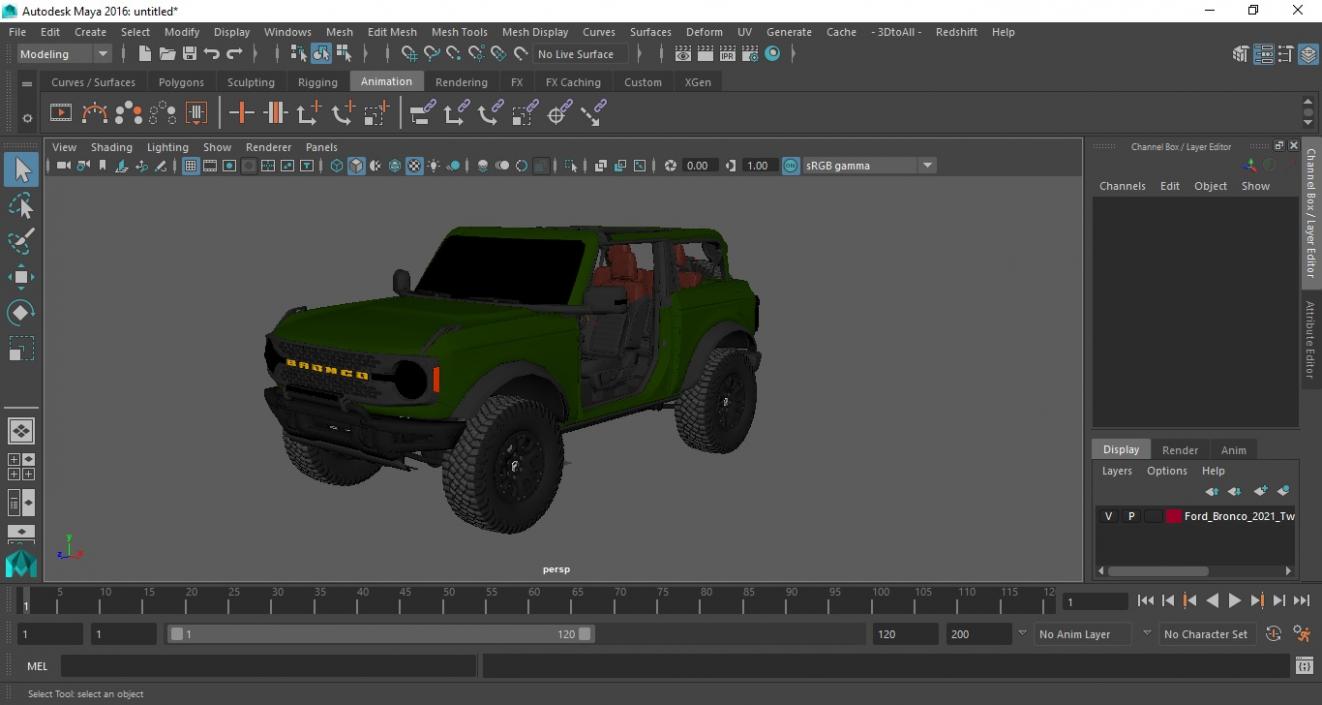 Ford Bronco 2021 Two Doors Removed 3D model