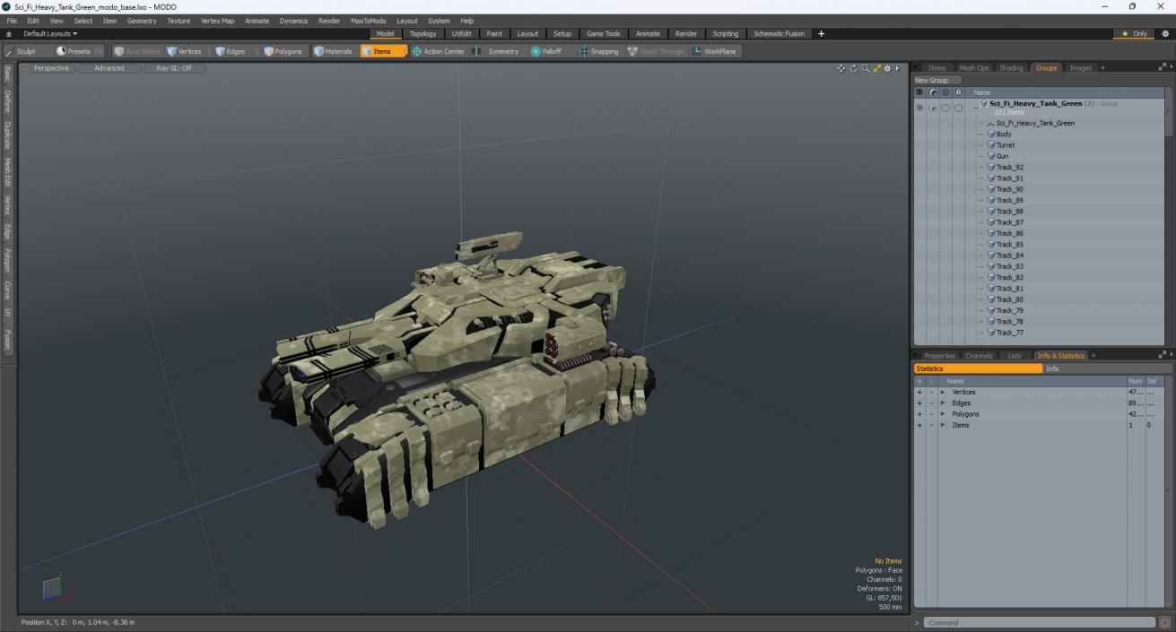 3D Sci Fi Heavy Tank Green model