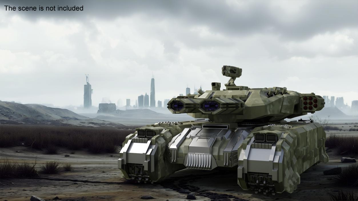 3D Sci Fi Heavy Tank Green model