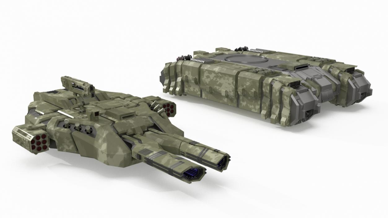 3D Sci Fi Heavy Tank Green model