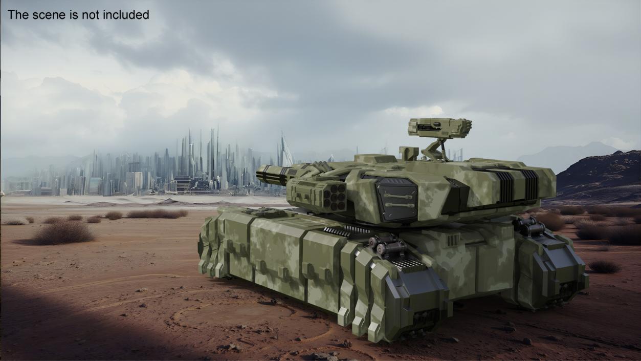 3D Sci Fi Heavy Tank Green model