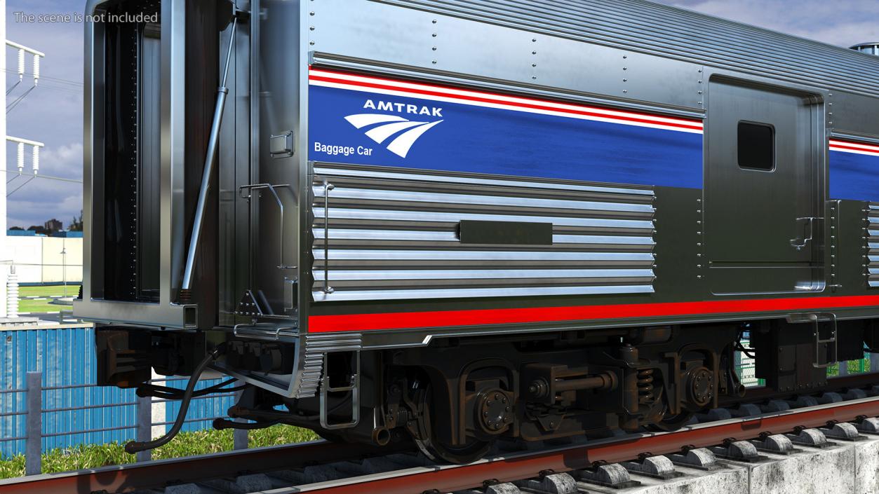 3D Baggage Car Amtrak model