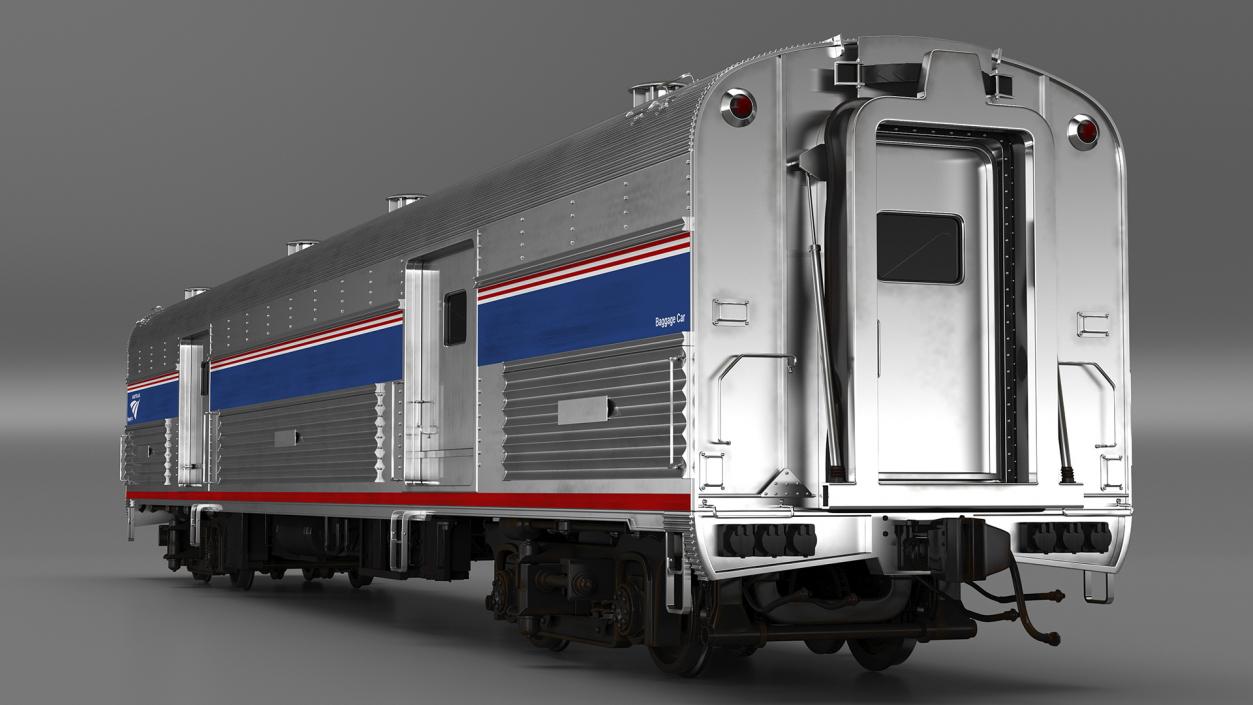 3D Baggage Car Amtrak model