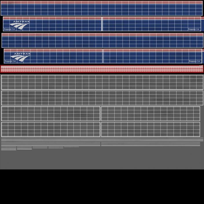 3D Baggage Car Amtrak model