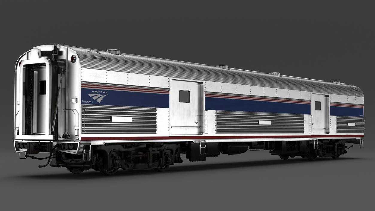 3D Baggage Car Amtrak model