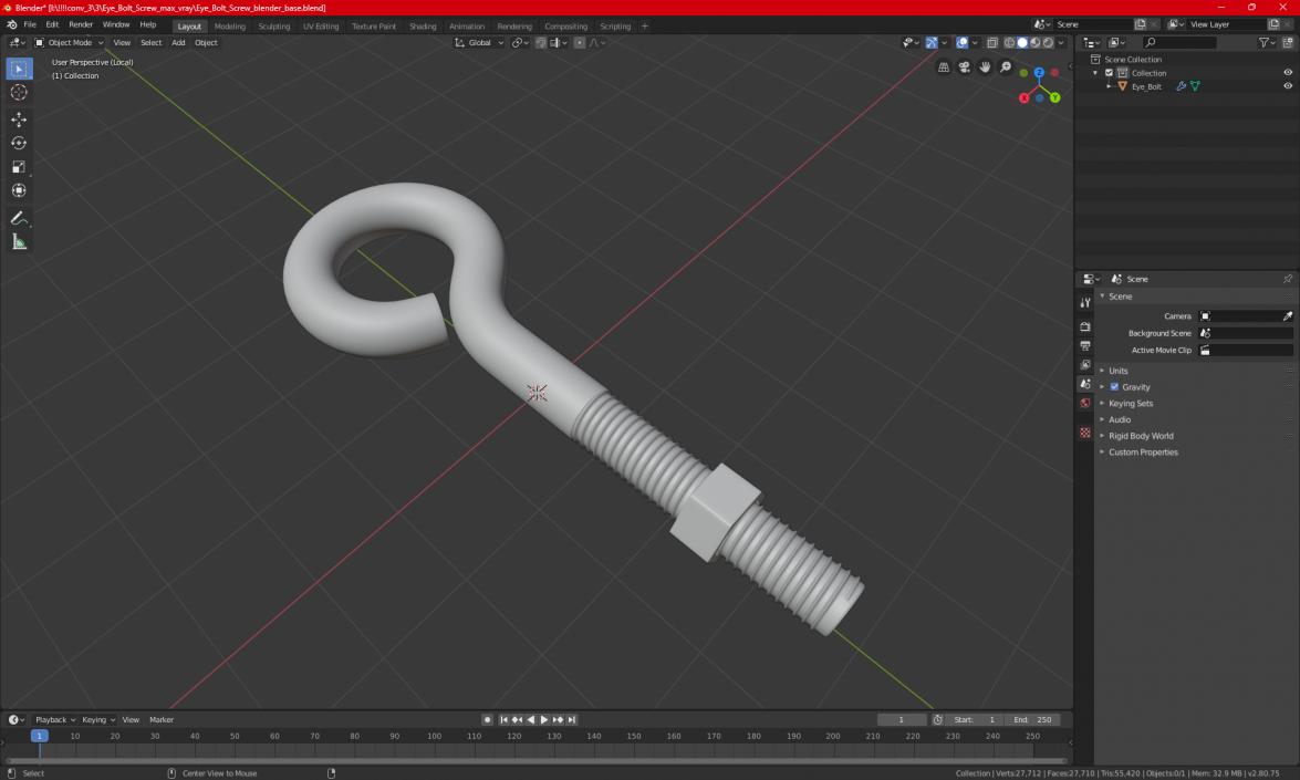 Eye Bolt Screw 3D model