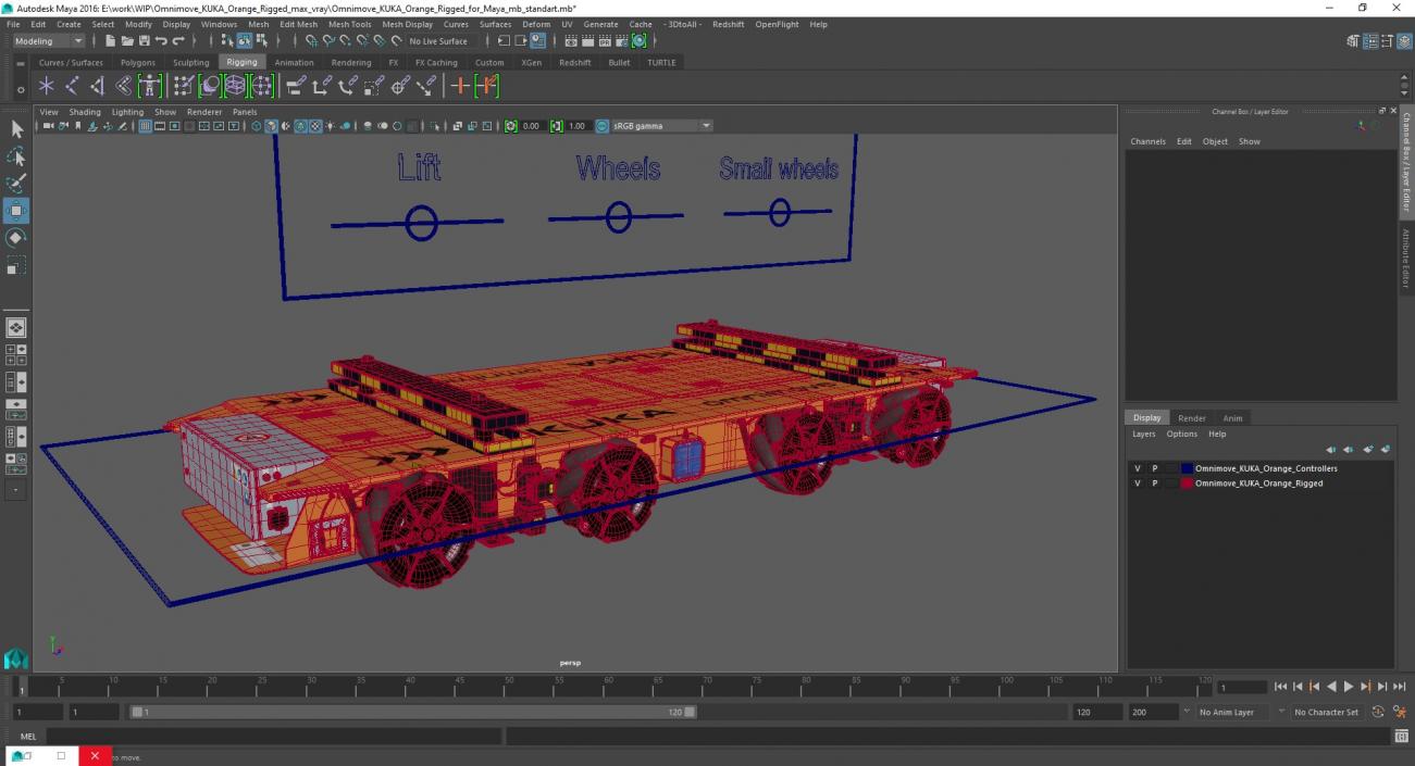 3D Omnimove KUKA Orange Rigged for Maya