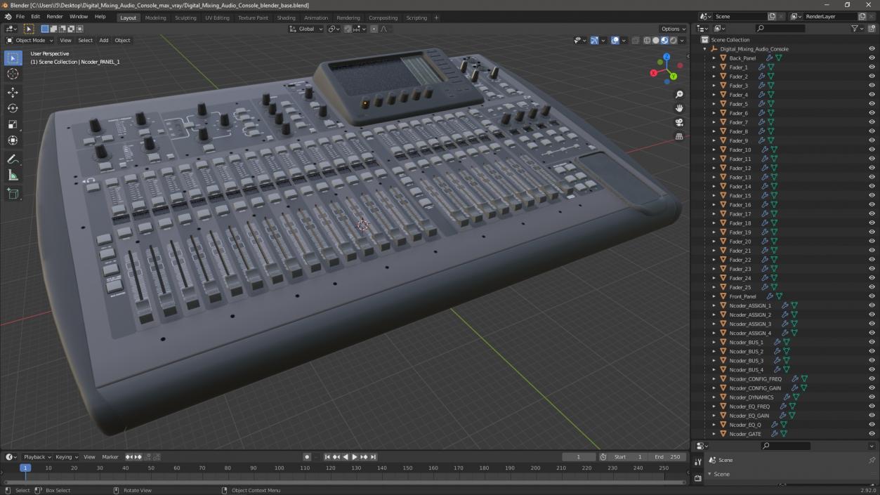 3D Digital Mixing Audio Console model