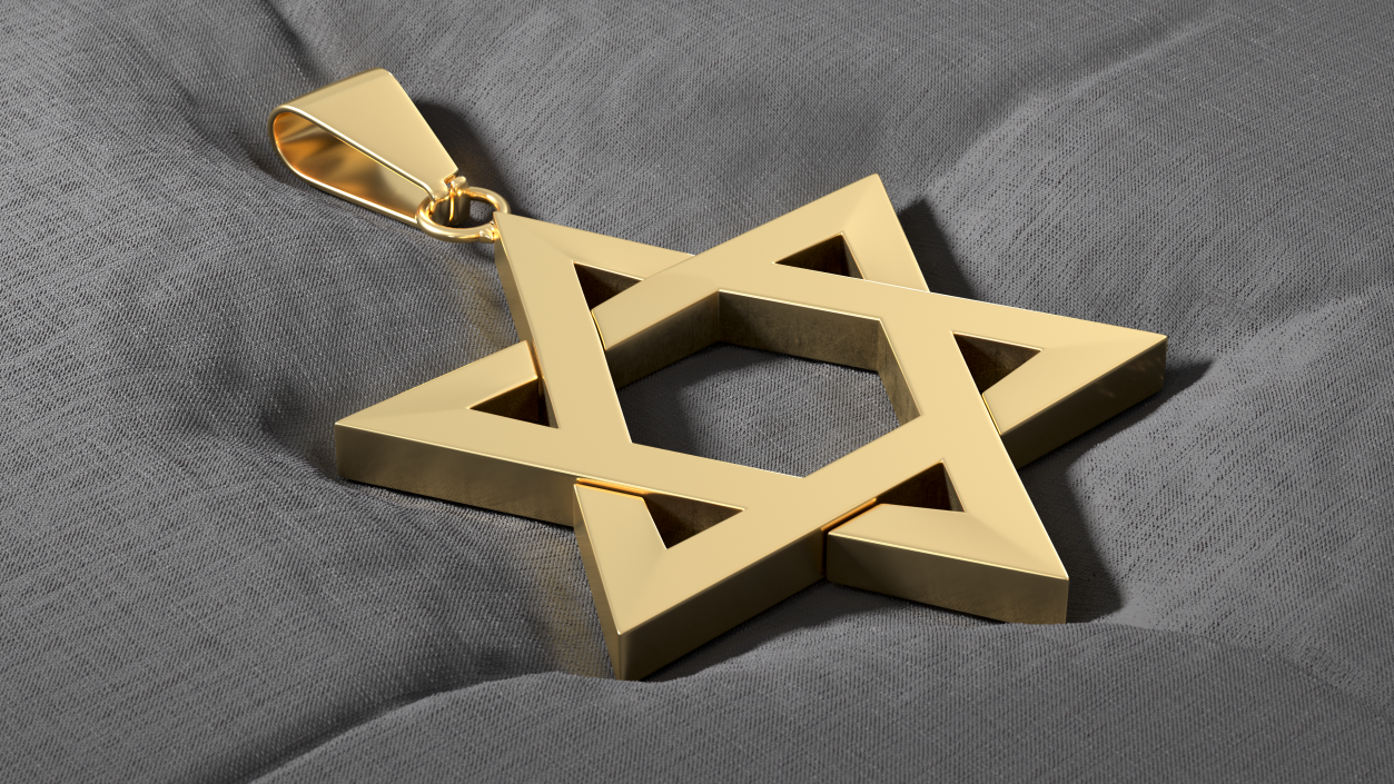 Star of David Necklace Gold 3D