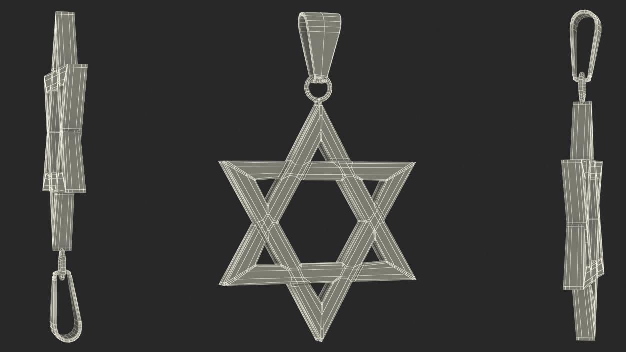 Star of David Necklace Gold 3D