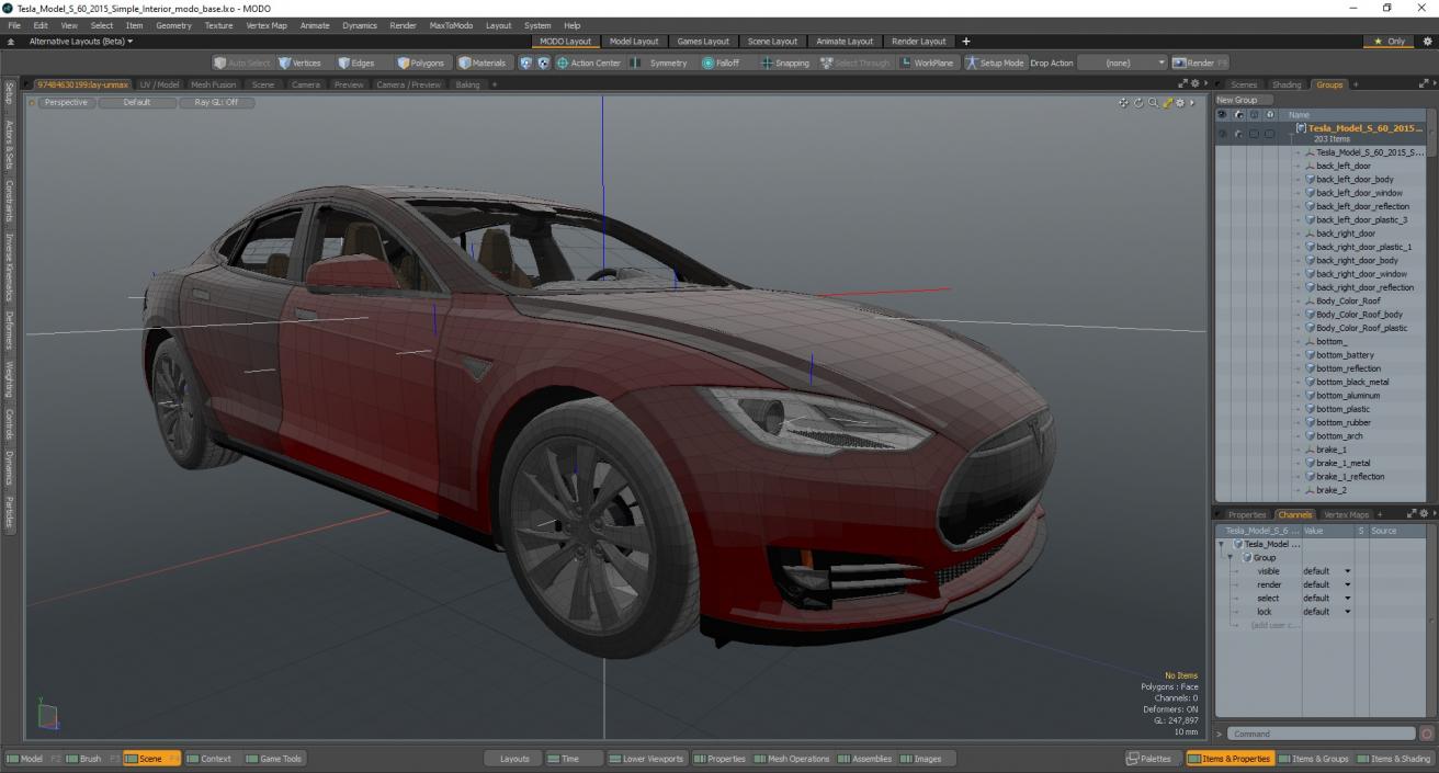 Tesla Model S 60 2015 Simple Interior 3D