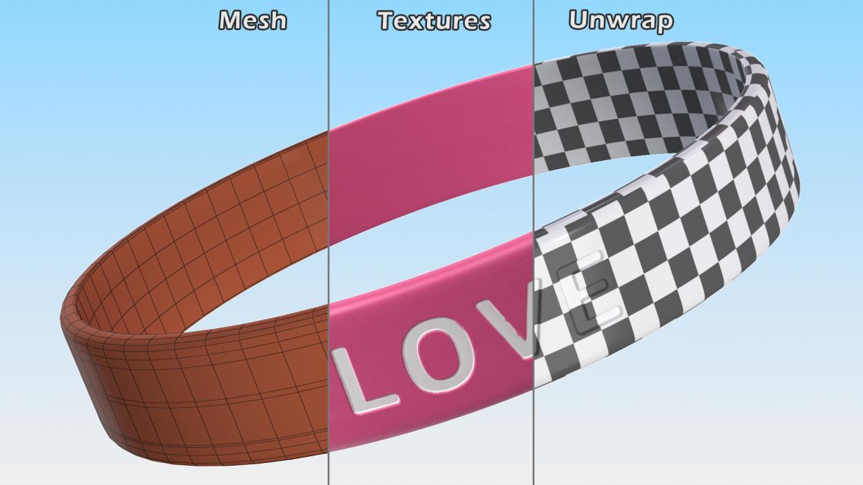 3D Love Silicone Wristband model