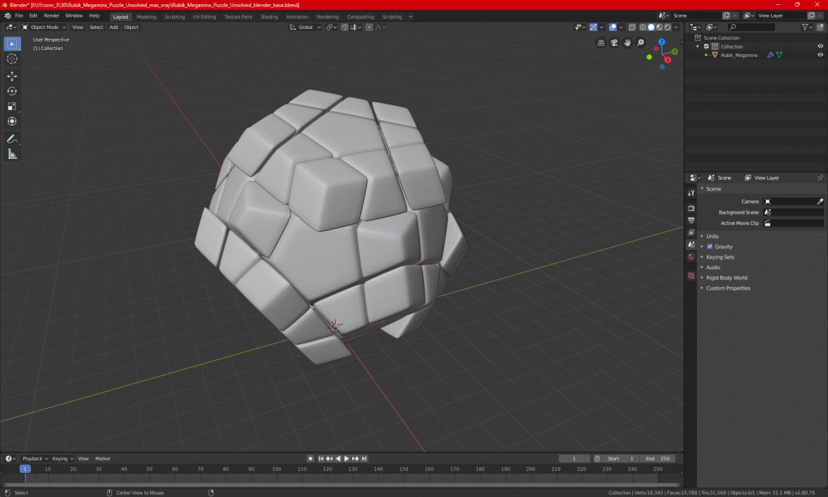 3D model Rubik Megaminx Puzzle Unsolved