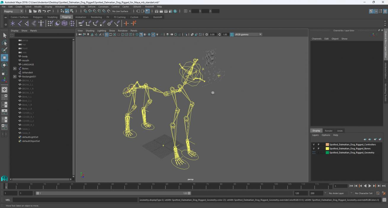 Spotted Dalmatian Dog Rigged for Maya 3D