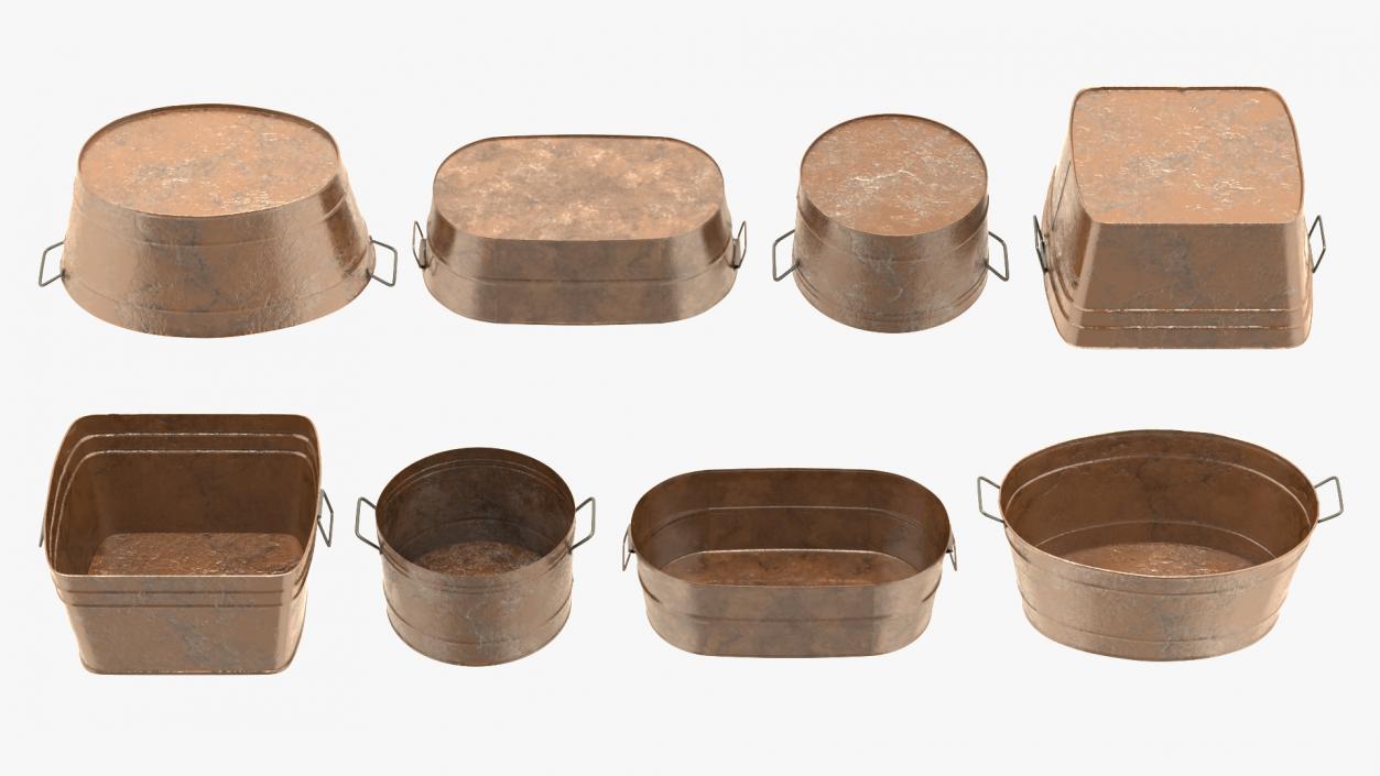 3D model Rusty Metal Container Set