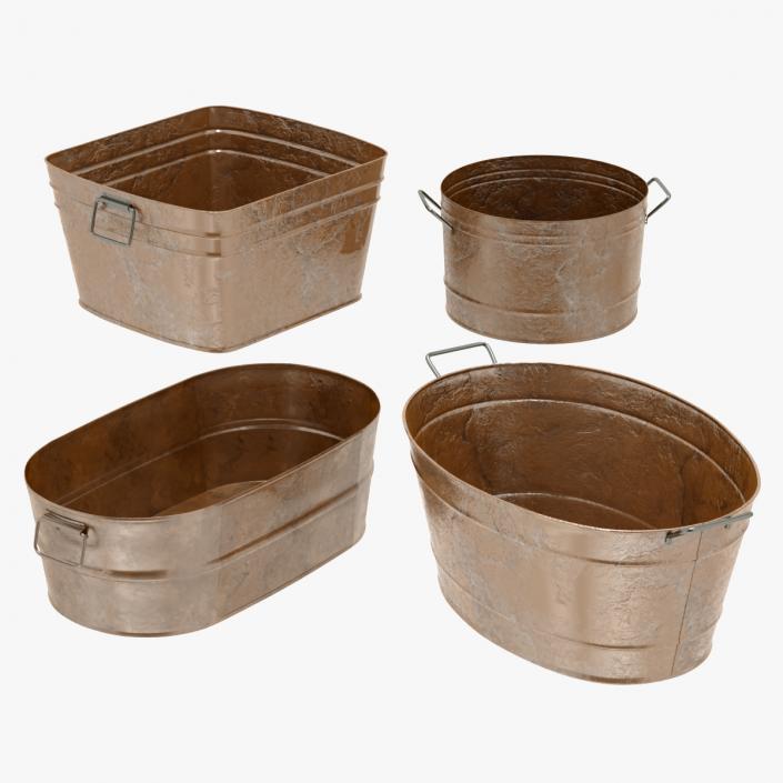 3D model Rusty Metal Container Set