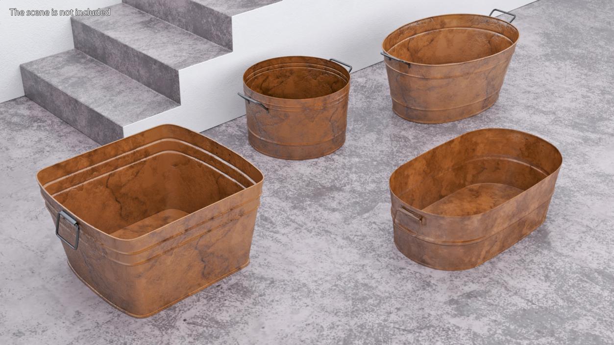 3D model Rusty Metal Container Set