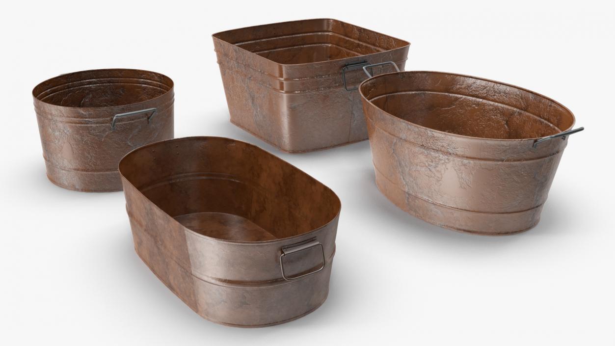 3D model Rusty Metal Container Set