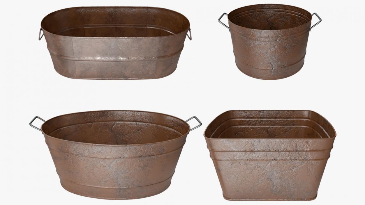 3D model Rusty Metal Container Set