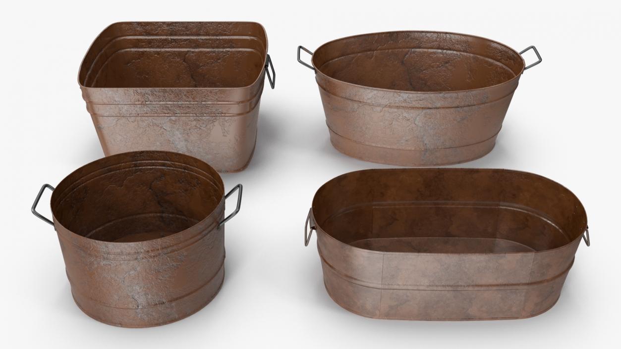 3D model Rusty Metal Container Set