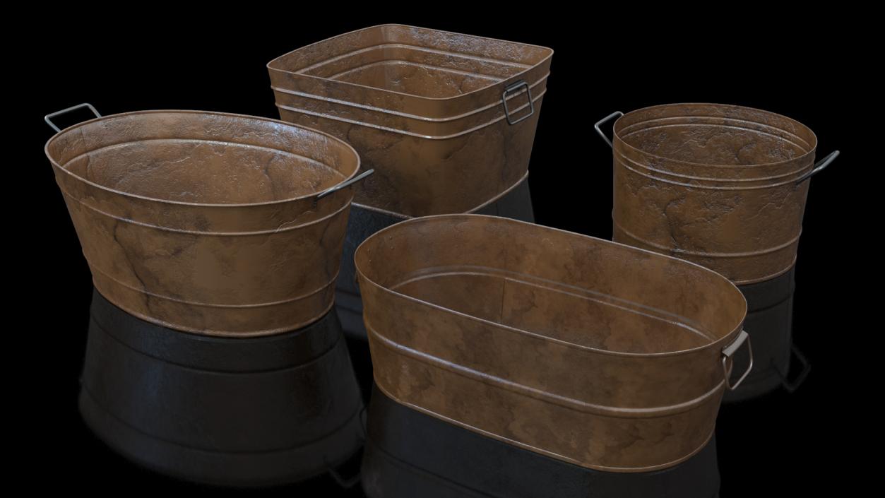 3D model Rusty Metal Container Set