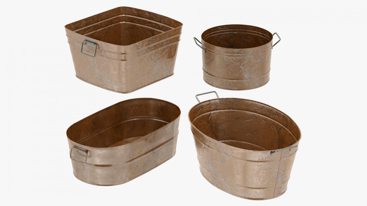 3D model Rusty Metal Container Set