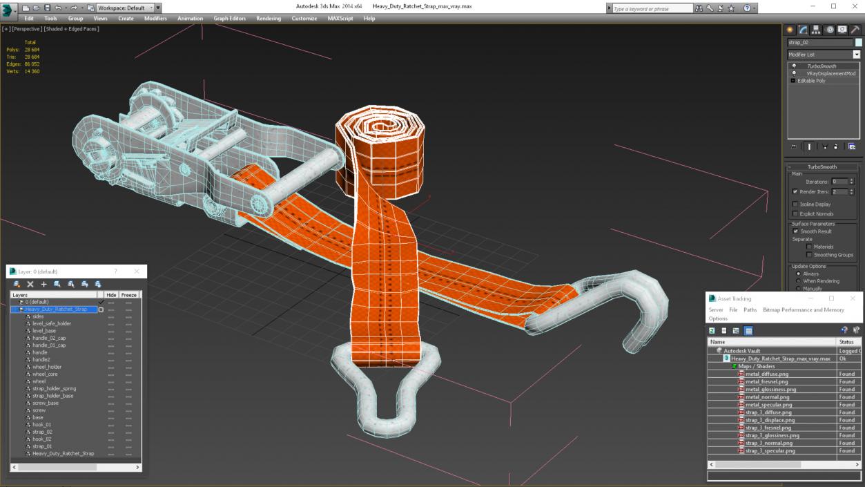 Heavy Duty Ratchet Strap 3D model