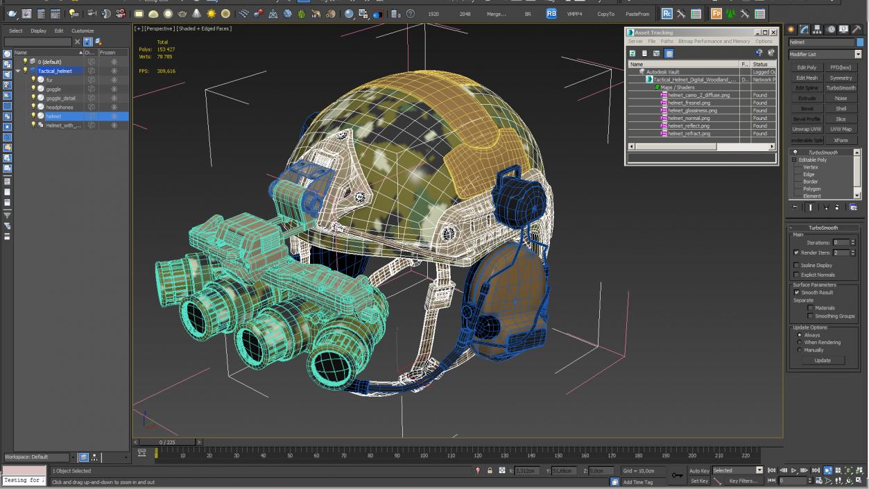 Tactical Helmet Digital Woodland Camo 3D