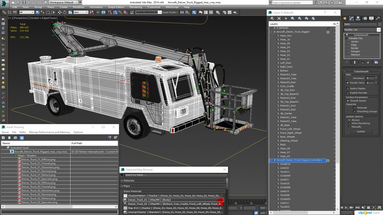 3D Aircraft Deicer Truck Rigged model