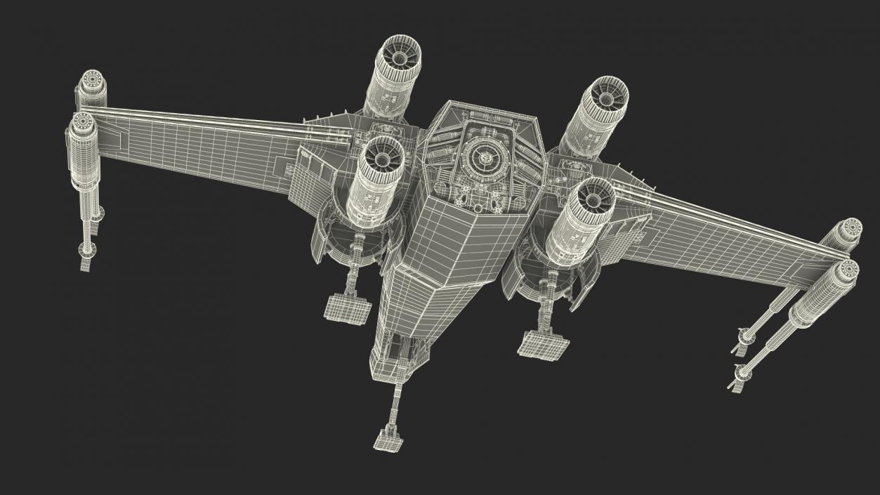 3D X-Wing Starfighter Spacecraft Rigged