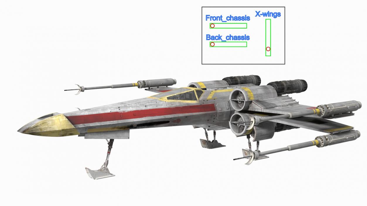 3D X-Wing Starfighter Spacecraft Rigged