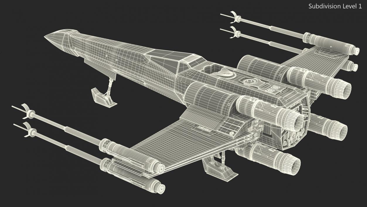 3D X-Wing Starfighter Spacecraft Rigged