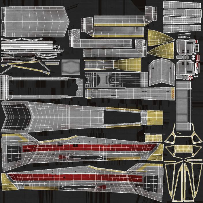 3D X-Wing Starfighter Spacecraft Rigged