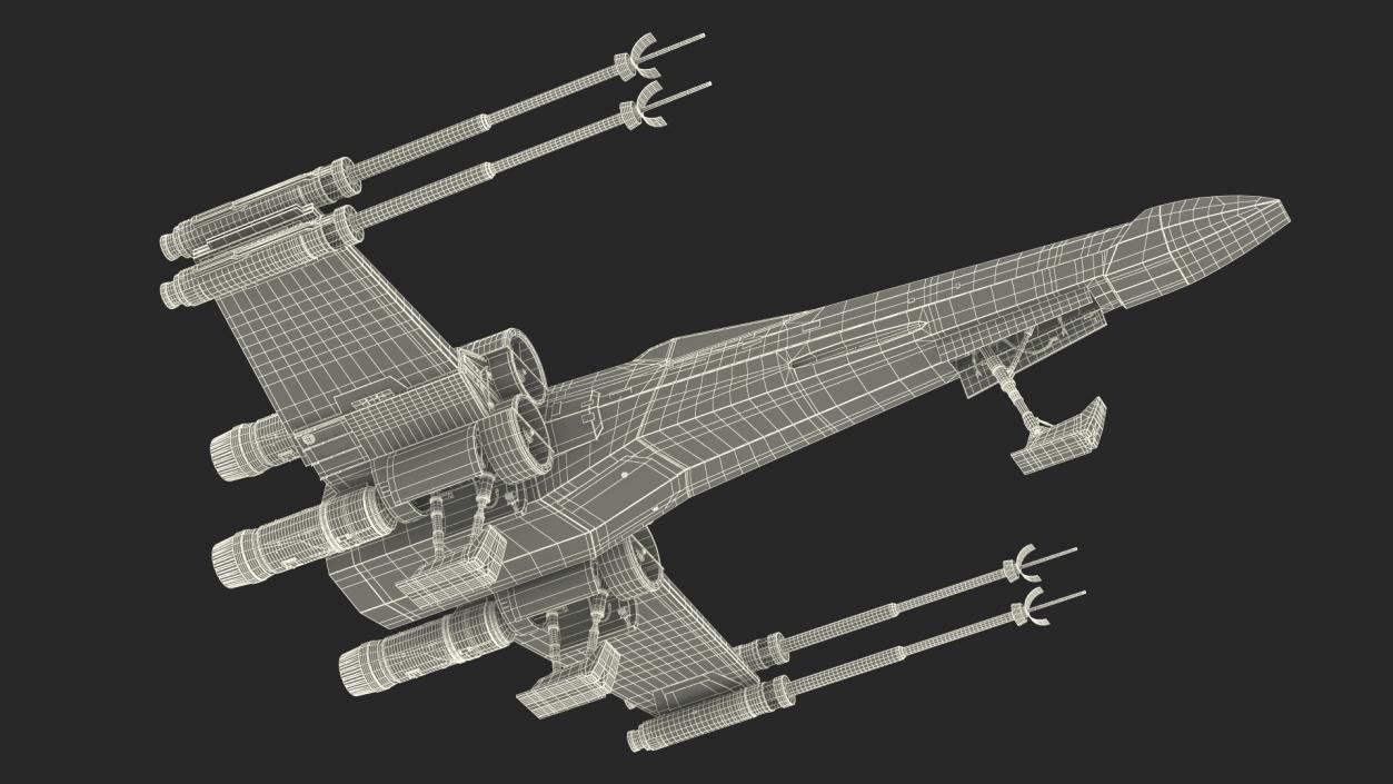 3D X-Wing Starfighter Spacecraft Rigged