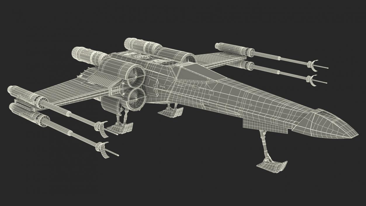 3D X-Wing Starfighter Spacecraft Rigged