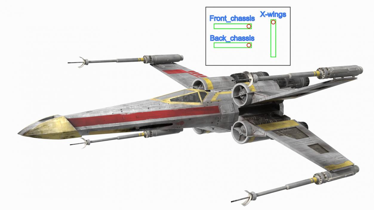 3D X-Wing Starfighter Spacecraft Rigged