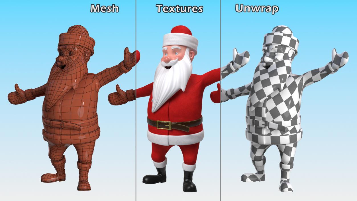 3D model Character Santa Claus Cartoon Happy Pose