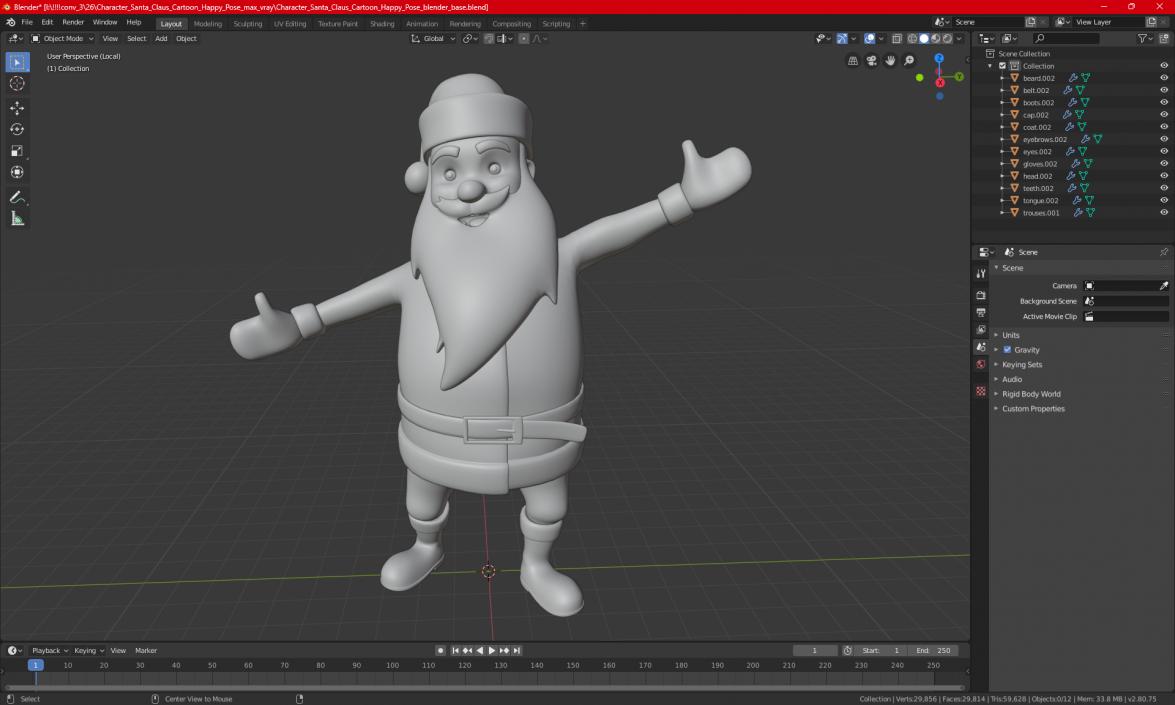 3D model Character Santa Claus Cartoon Happy Pose