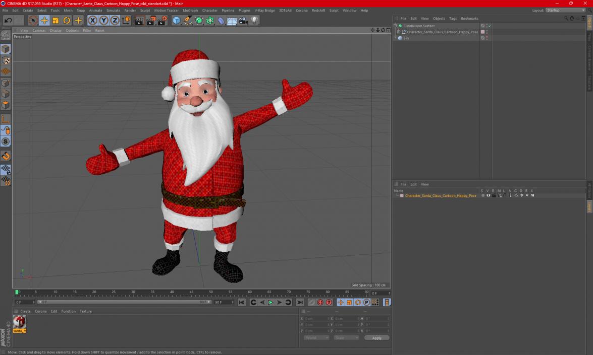 3D model Character Santa Claus Cartoon Happy Pose