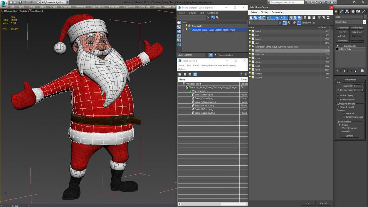 3D model Character Santa Claus Cartoon Happy Pose