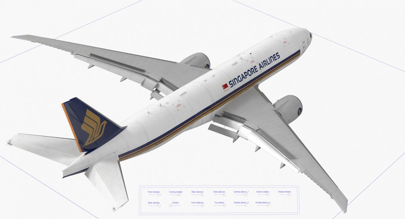 3D Boeing 777 Freighter Singapore Airlines Rigged