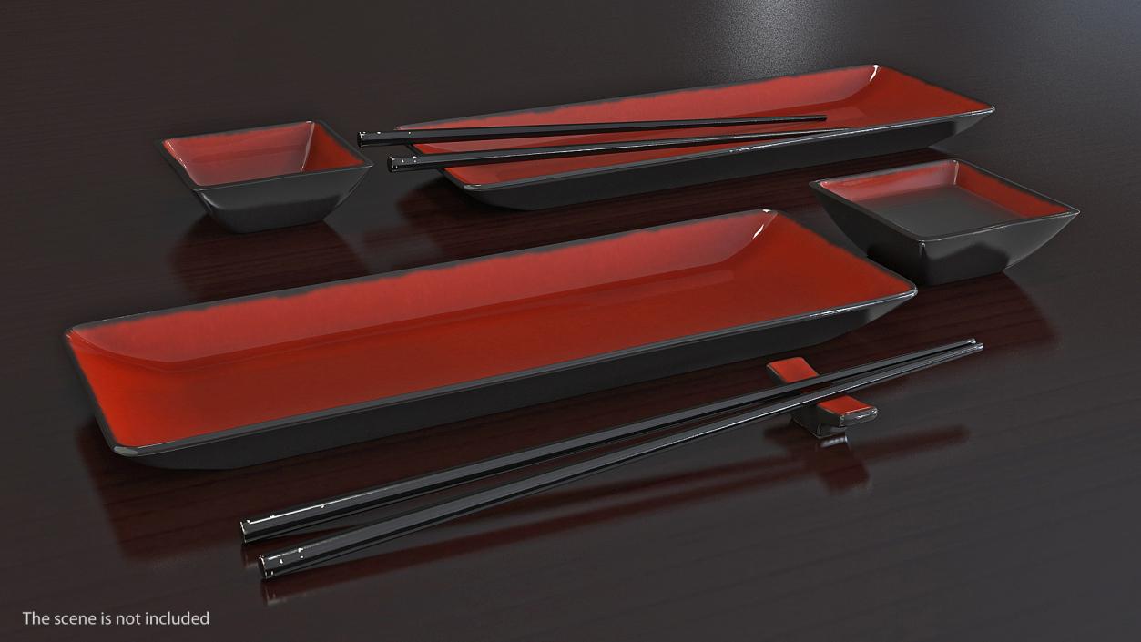 3D model Sushi Plate Set