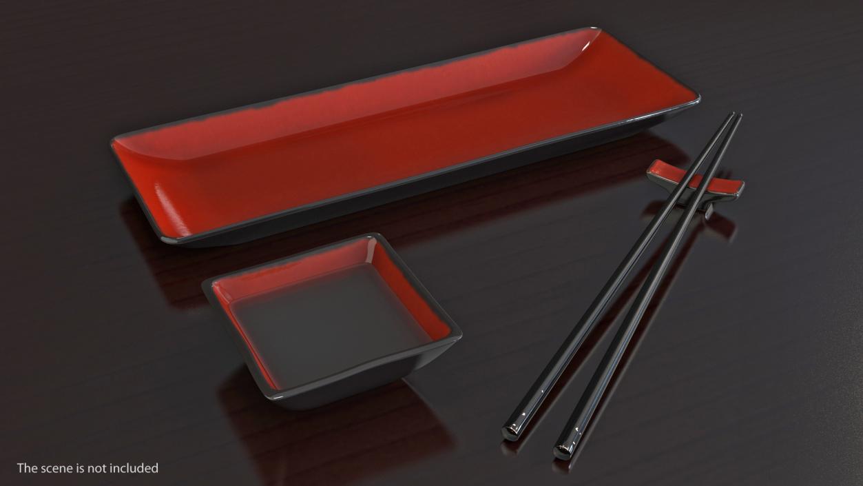 3D model Sushi Plate Set