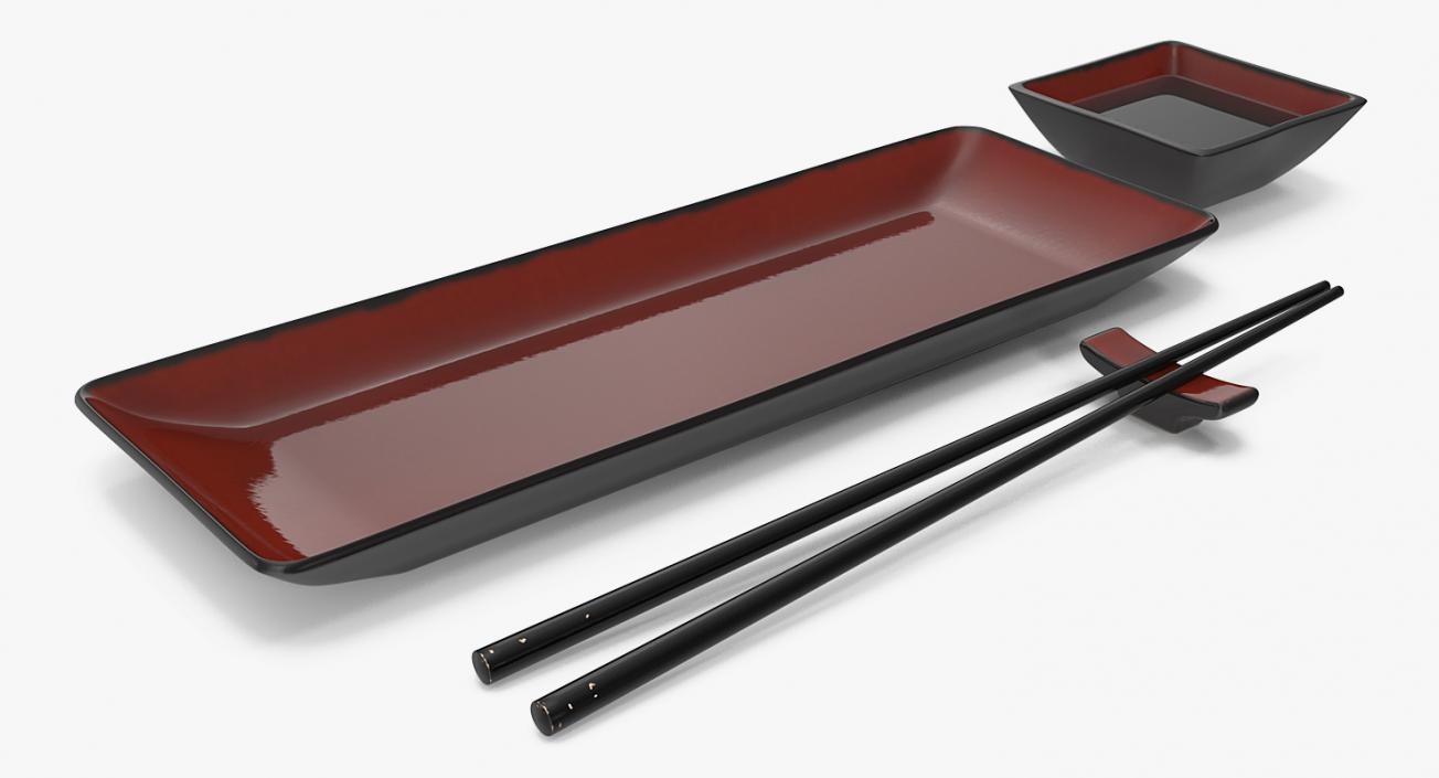 3D model Sushi Plate Set