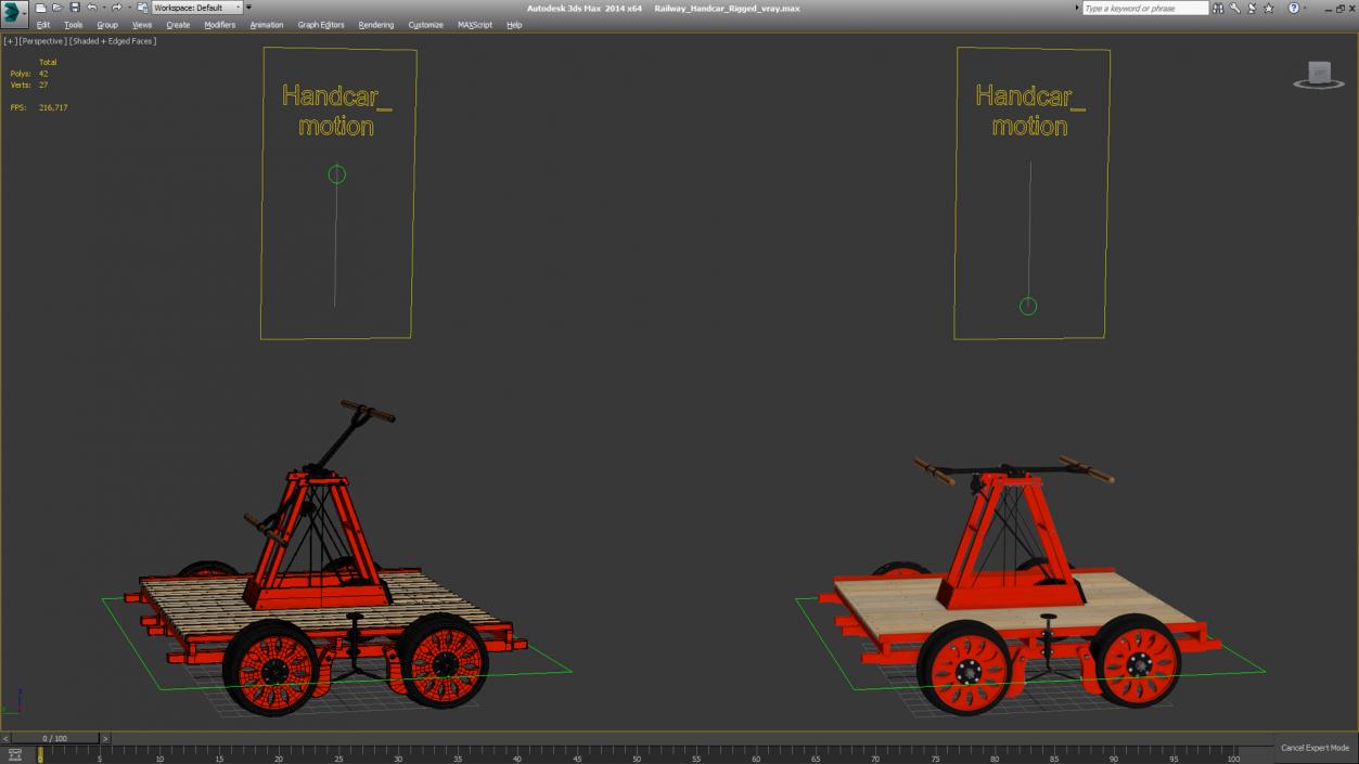 Railway Handcar Rigged 3D