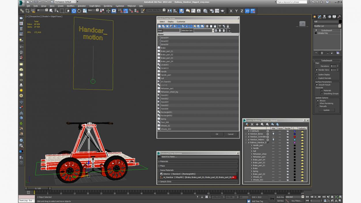 Railway Handcar Rigged 3D