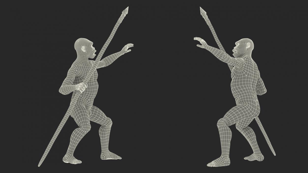 Homo Habilis with Spear Fur 3D